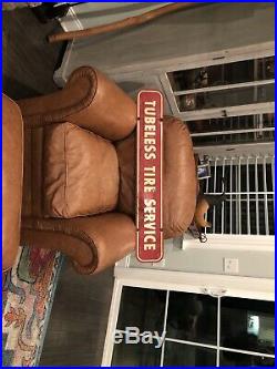 Vintage Rare Tubeless Tire Service Sign From Old Firestone Gas Station 2Sided
