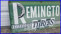 Vintage Remington Tires Embossed Tin Sign Original