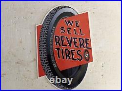 Vintage Revere Tire Service Porcelain Metal Gas Station Sign Tires Auto