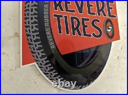 Vintage Revere Tire Service Porcelain Metal Gas Station Sign Tires Auto