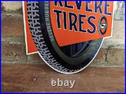 Vintage Revere Tire Service Porcelain Metal Gas Station Sign Tires Auto 12 X 8