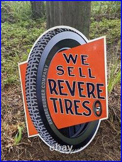 Vintage Revere Tires Porcelain Metal Gas Pump Sign