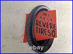 Vintage Revere Tires Porcelain Metal Gas Pump Sign