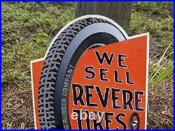Vintage Revere Tires Porcelain Metal Gas Pump Sign