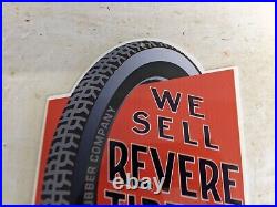 Vintage Revere Tires Porcelain Metal Gas Pump Sign