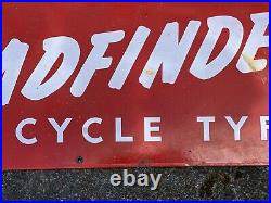 Vintage Roadfinder Cycle Tires Porcelain Sign Bicycle Tires Red Advertising