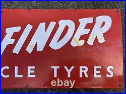 Vintage Roadfinder Cycle Tires Porcelain Sign Bicycle Tires Red Advertising