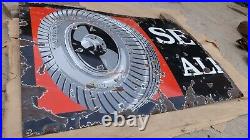 Vintage SEIBERLING ALL TREADS TIRE SIGN Original CUT now 32.5 by 24 Porcelain