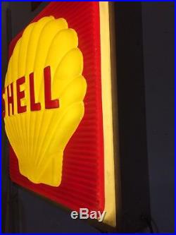 Vintage SHELL GAS STATION LIGHTED SIGN Pump Oil Mobil 66 tire farm