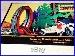 Vintage Sears Roebuck And Company Justice Tires 12 Metal Gasoline & Oil Sign