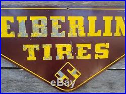 Vintage Seiberling Tires Tin Oil Advertising Sign Original Double Sided 49