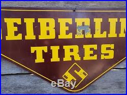 Vintage Seiberling Tires Tin Oil Advertising Sign Original Double Sided 49