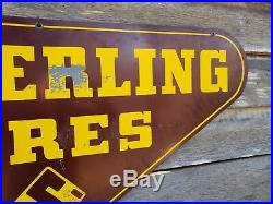 Vintage Seiberling Tires Tin Oil Advertising Sign Original Double Sided 49