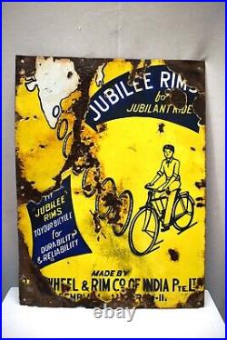 Vintage Sign Board Porcelain Enamel Jubilee Wheel & Rim Of Bicycle Collectibles