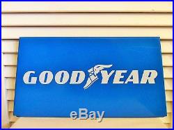 Vintage Sign Original Blue Goodyear Tire Gas Station Display Advertising Sign