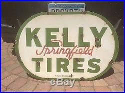 Vintage Springfield Kelly Tires Auto Motor Oil Gasoline Porcelain Metal Sign Gas