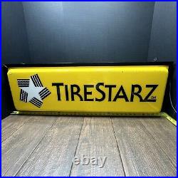 Vintage TIRESTARZ Light Up DOUBLE-SIDED Advertising Plastic Metal Sign