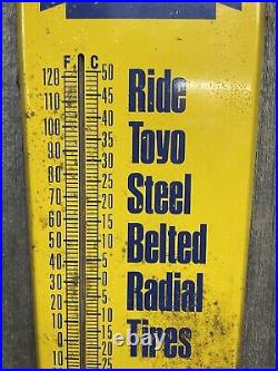 Vintage TOYO Tires Automotive Gas Service Station Advertising Thermometer Sign
