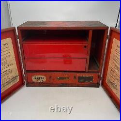 Vintage Tech Steel Tire Repair Cabinet With Drawers and Front door Latch