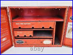 Vintage Tech Steel Tire Repair Cabinet With Drawers and Front door Latch