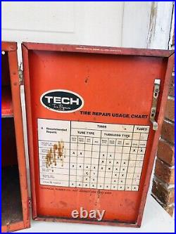 Vintage Tech Steel Tire Repair Cabinet With Drawers and Front door Latch