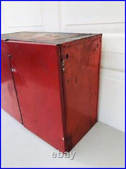 Vintage Tech Steel Tire Repair Cabinet With Drawers and Front door Latch