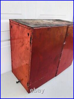 Vintage Tech Steel Tire Repair Cabinet With Drawers and Front door Latch