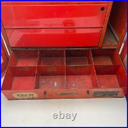 Vintage Tech Steel Tire Repair Cabinet With Drawers and Front door Latch