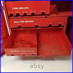 Vintage Tech Steel Tire Repair Cabinet With Drawers and Front door Latch DL