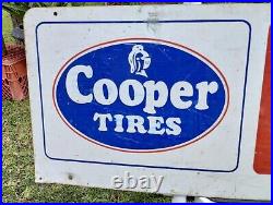 Vintage Tin Cooper Tires Rack Topper Sign Gas Oil. Non Porcelain