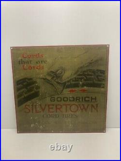 Vintage Tin Goodrich Tires Silvertown Cords Sign Very Early akron ohio