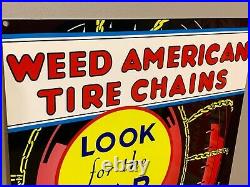 Vintage Tire Chains Advertising Weed American Automotive Metal Gas Oil 24 Sign