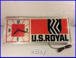 Vintage U. S. Royal Tires Lighted Clock Sign