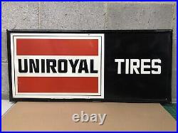 Vintage UNIROYAL TIRES embossed metal Sign gas oil 40x18