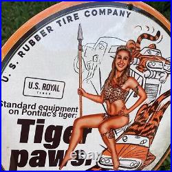 Vintage US Royal Tires Porcelain Sign 1964 Dated RARE 12 Gas Oil Auto Service