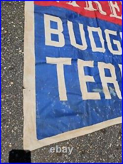 Vintage US Tires Budget Terms Banner Sign Flag Gas Oil Display 6C 28