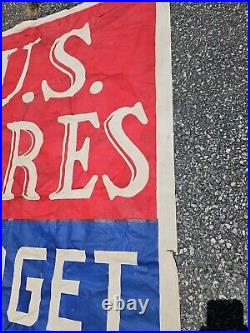 Vintage US Tires Budget Terms Banner Sign Flag Gas Oil Display 6C 28