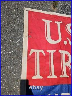 Vintage US Tires Budget Terms Banner Sign Flag Gas Oil Display 6C 28