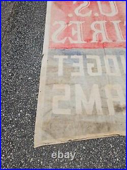 Vintage US Tires Budget Terms Banner Sign Flag Gas Oil Display 6C 28