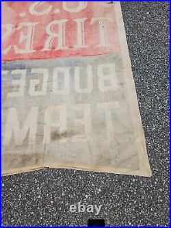 Vintage US Tires Budget Terms Banner Sign Flag Gas Oil Display 6C 28