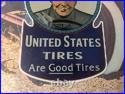Vintage United States Tire Service Porcelain Metal Gas Station Sign Tires Auto
