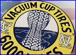 Vintage Vacuum Cup Tires Porcelain Sign, Service Station, Gasoline, Motor Oil