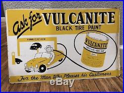 Vintage Vulcanite Black Tire Rubber Paint Car Sign