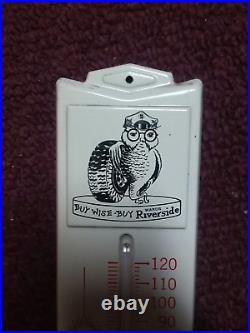 Vintage WARDS Riverside TRUCK and FARM Tires OWL Thermometer WORKS GREAT