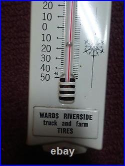 Vintage WARDS Riverside TRUCK and FARM Tires OWL Thermometer WORKS GREAT