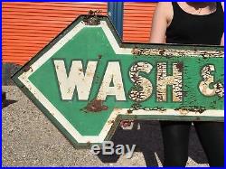 Vintage Wash and Dry Metal Sign National Tire Service Bracket Painted Arrow