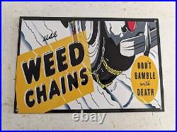Vintage Weed Chains Snow Tire Chain Porcelain Metal Gas Pump Sign