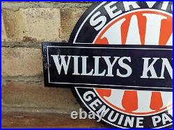 Vintage Willys Knight Parts & Service Porcelain Advertising Sign 12 X 9