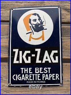 Vintage Zig Zag Cigarettes Cigar Gasoline Motor Oil Soda Pop Porcelain Sign