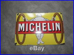 Vintage advertising enamelled plaque michelin tire cycle porcelain sign enamel